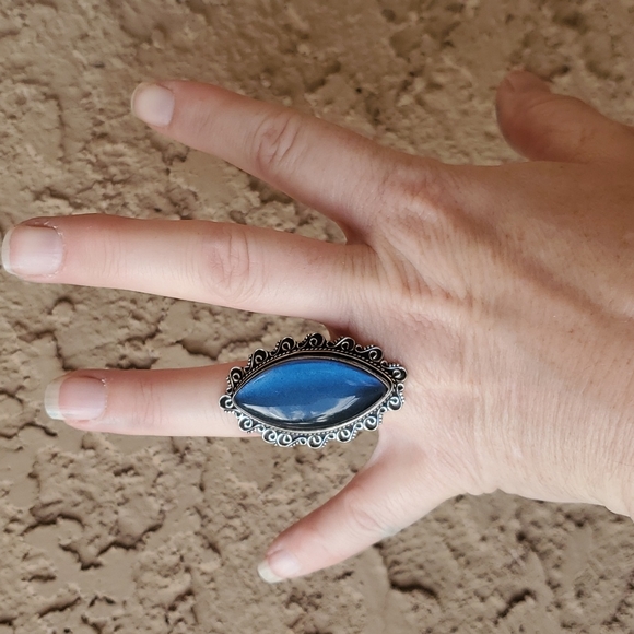 New Huge Dichoric Glass Antique Design 925 Silver Ring. - Picture 10 of 16